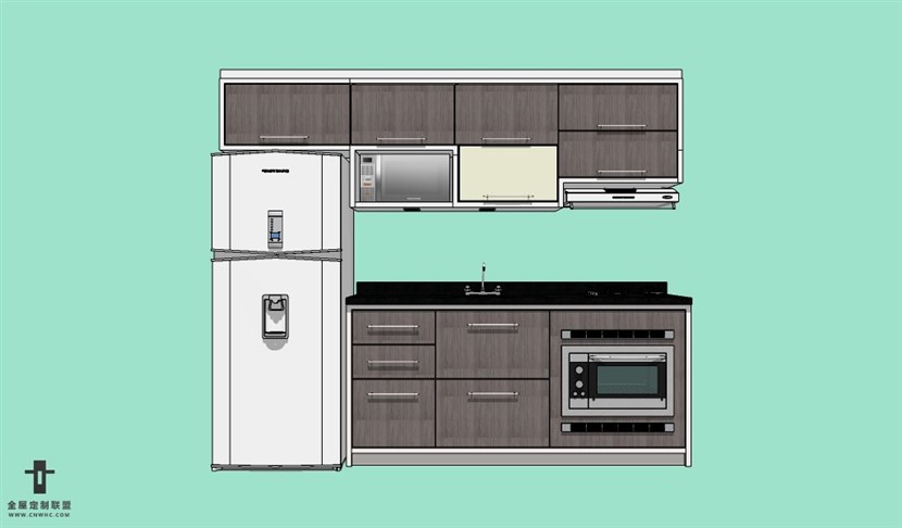 SketchUp草图大师厨房整体橱柜模型下载007SKP模型