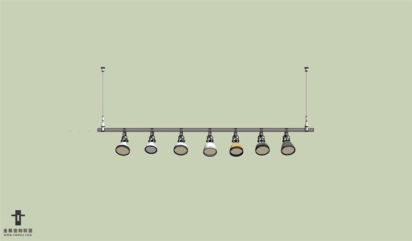 SketchUp草图大师现代风格轨道射灯SU模型下载009SKP模型