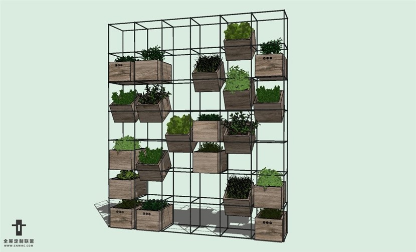 SketchUp草图大师贵绿植墙花架垂直绿化墙SU模型下载-011SKP模型