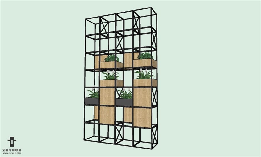 SketchUp草图大师贵绿植墙花架垂直绿化墙SU模型下载-012SKP模型