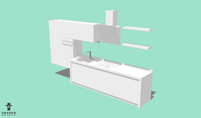 SketchUp草图大师厨房整体橱柜模型013SKP模型