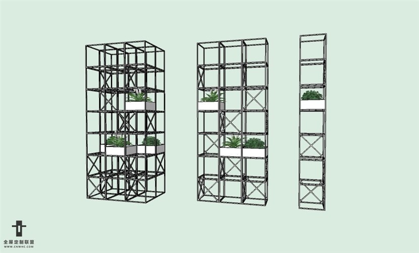 SketchUp草图大师贵绿植墙花架垂直绿化墙SU模型下载-013SKP模型