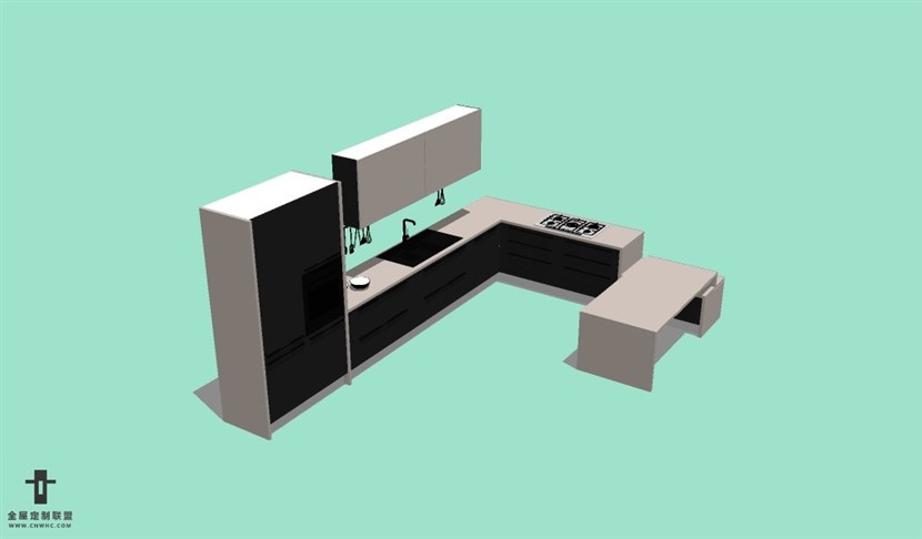 SketchUp草图大师厨房整体橱柜模型下载016SKP模型