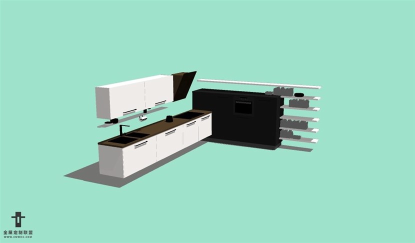 SketchUp草图大师厨房整体橱柜模型下载018SKP模型