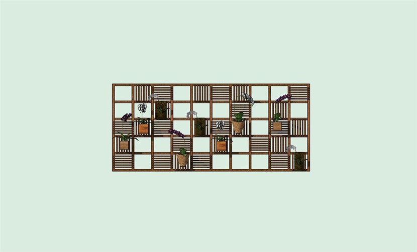 SketchUp草图大师贵绿植墙花架垂直绿化墙SU模型下载-019SKP模型