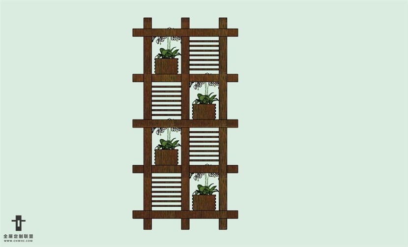 SketchUp草图大师贵绿植墙花架垂直绿化墙SU模型下载-021SKP模型