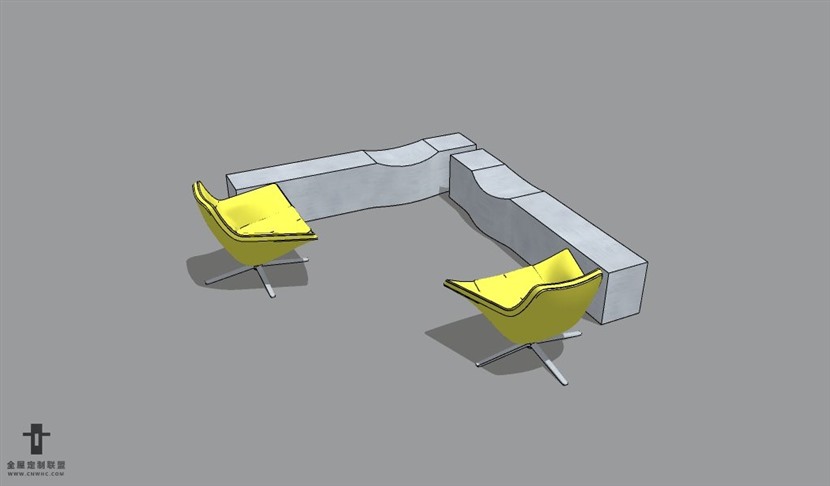 办公家具公共休息区沙发茶几组合SketchUp模型库草图大师模型下载StudioTK-021