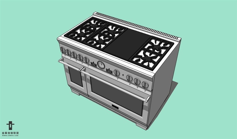 SketchUp草图大师厨房设备燃气灶一体化烤箱模型下载027SKP模型