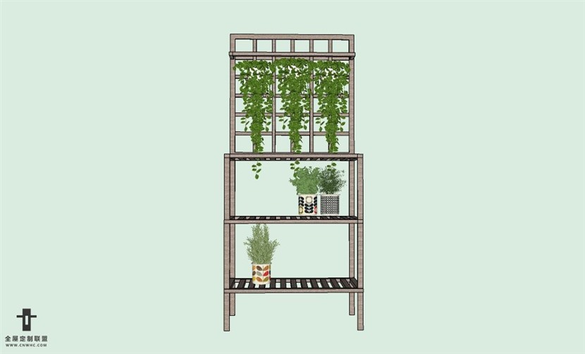 SketchUp草图大师贵绿植墙花架垂直绿化墙SU模型下载-027SKP模型