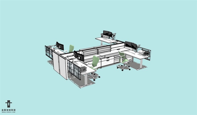 SketchUp草图大师办公家具组合SU模型下载028SKP模型