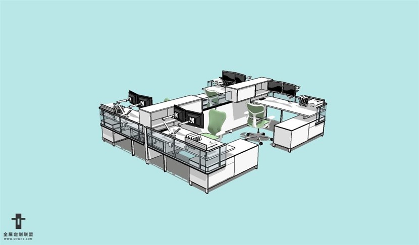 SketchUp草图大师办公家具组合SU模型下载030SKP模型