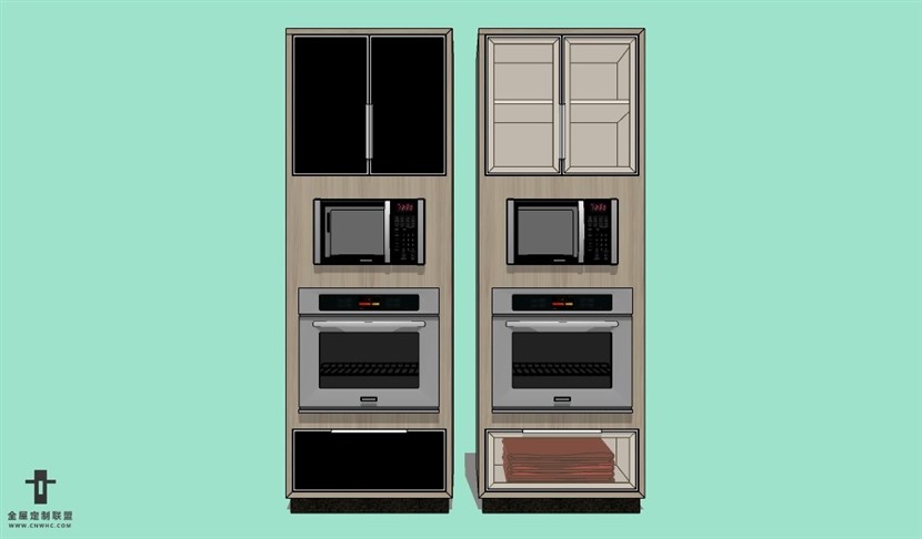 SketchUp草图大师厨房设备电烤箱一体柜模型下载041SKP模型