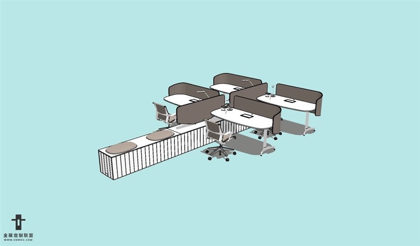 SketchUp草图大师办公家具组合SU模型下载042SKP模型