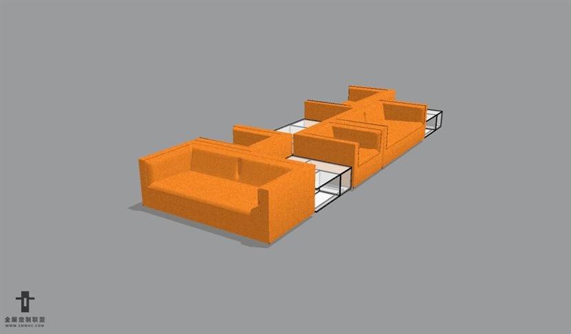 办公家具公共休息区沙发茶几组合SketchUp模型库草图大师模型下载StudioTK-055