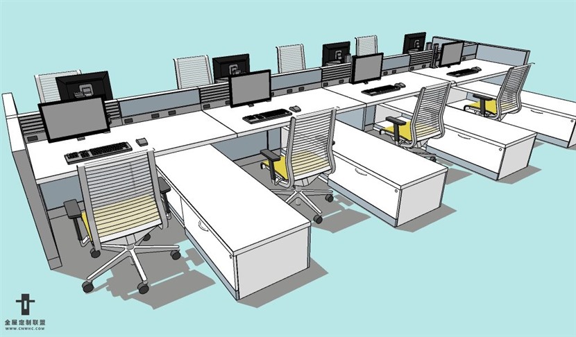 SketchUp草图大师办公桌椅家具组合SU模型157SKP模型