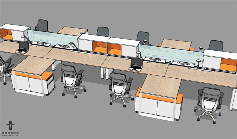SketchUp草图大师办公桌椅家具组合SU模型下载182SKP模型