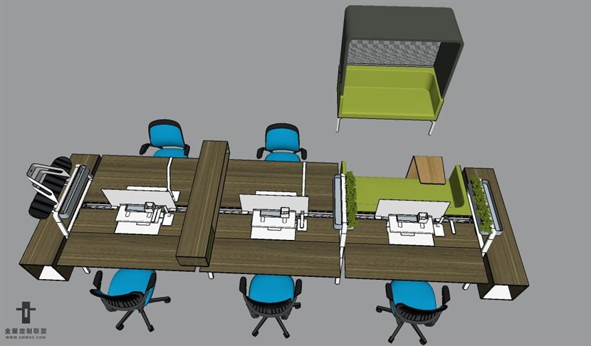 SketchUp草图大师办公桌椅家具组合SU模型下载190SKP模型