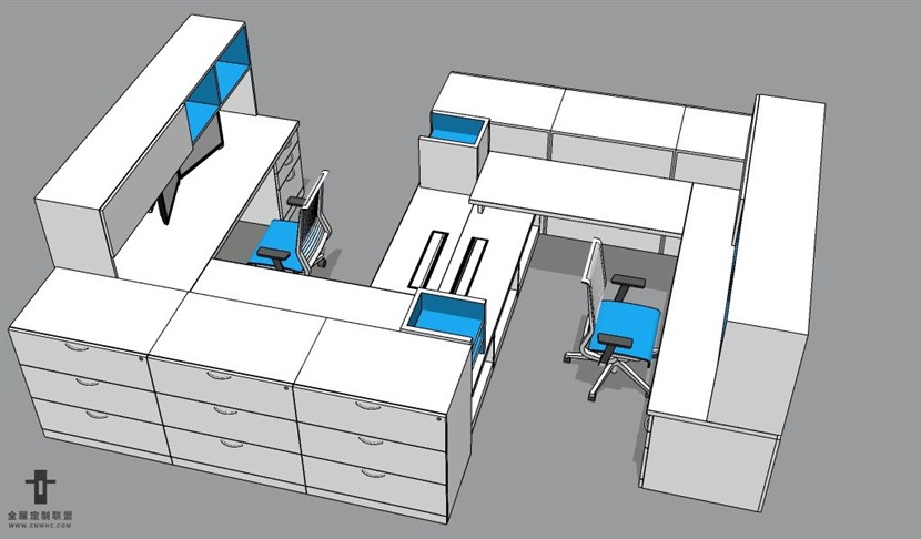 SketchUp草图大师办公桌椅家具组合SU模型下载199SKP模型