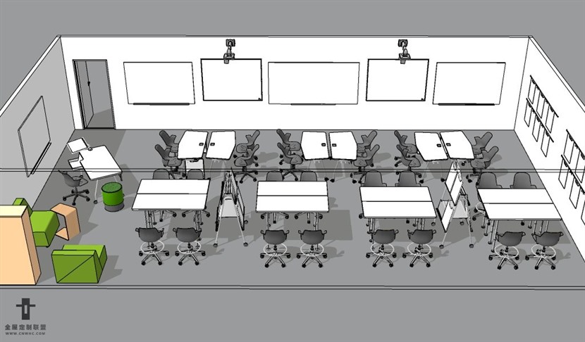 SketchUp草图大师公司大型会议室培训室多功能厅SU模型下载226SKP模型