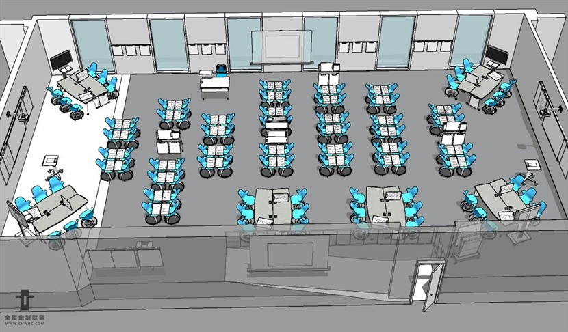 SketchUp草图大师公司大型会议室培训室多功能厅SU模型下载227SKP模型