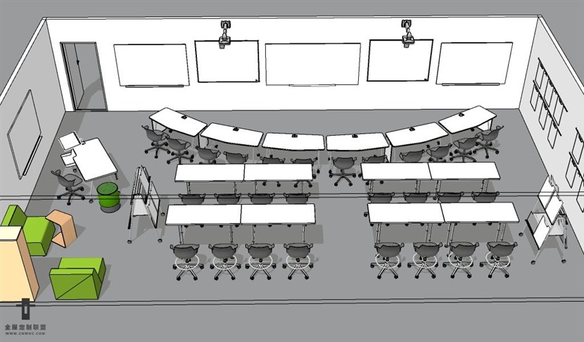 SketchUp草图大师公司大型会议室培训室多功能厅SU模型235SKP模型