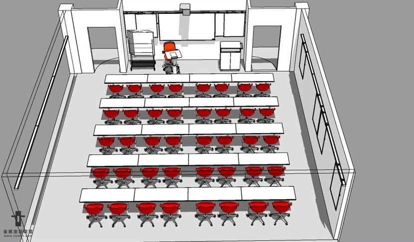 SketchUp草图大师公司大型会议室培训室多功能厅SU模型下载242SKP模型