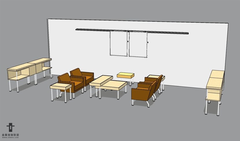 SketchUp草图大师公司接待室休息区设计方案SU模型下载257SKP模型