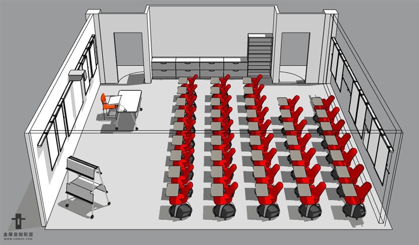 SketchUp草图大师公司培训室会议室设计案例SU模型下载266SKP模型