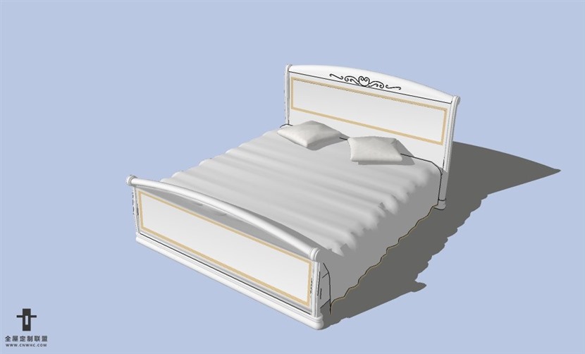 SketchUp草图大师欧式风格双人床SU模型下载-037SKP模型