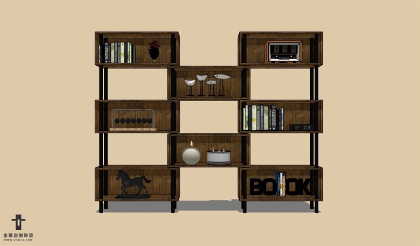 SketchUp草图大师Loft书柜置物架SU模型Bookcase-010SKP模型