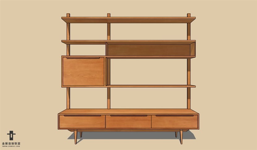 SketchUp草图大师现代书柜置物架SU模型下载Bookcase-021SKP模型