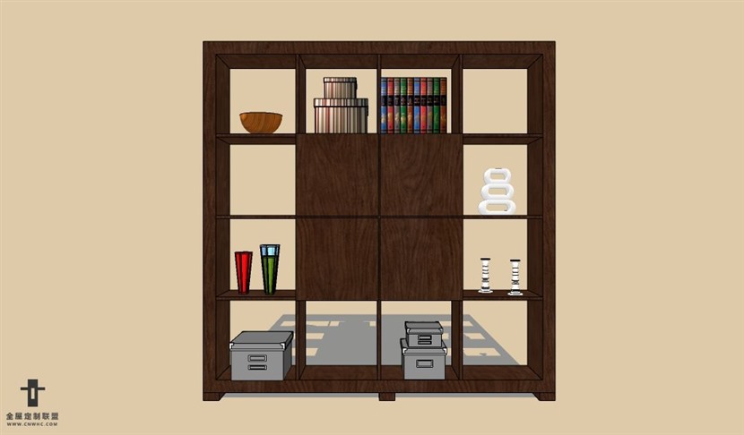 SketchUp草图大师书柜置物架SU模型Bookcase-029SKP模型