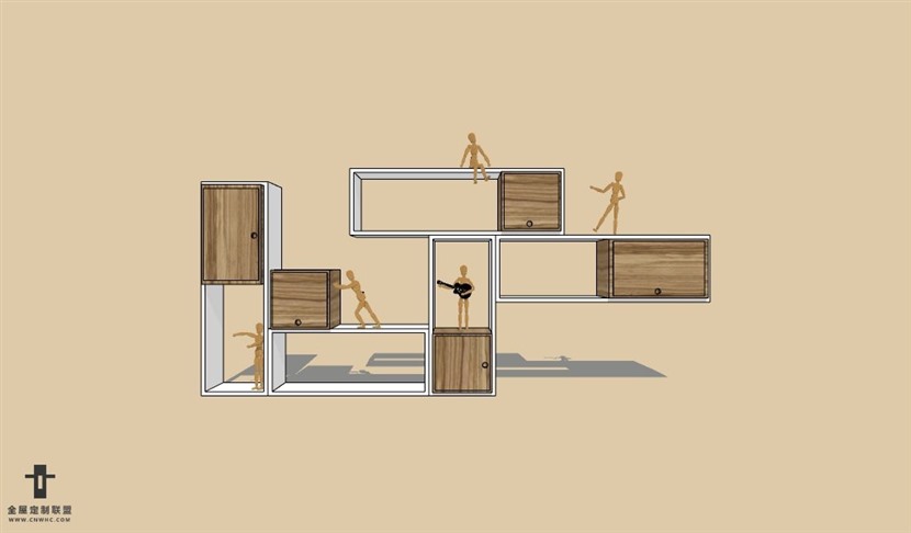 SketchUp草图大师书柜置物架SU模型下载Bookcase-035SKP模型