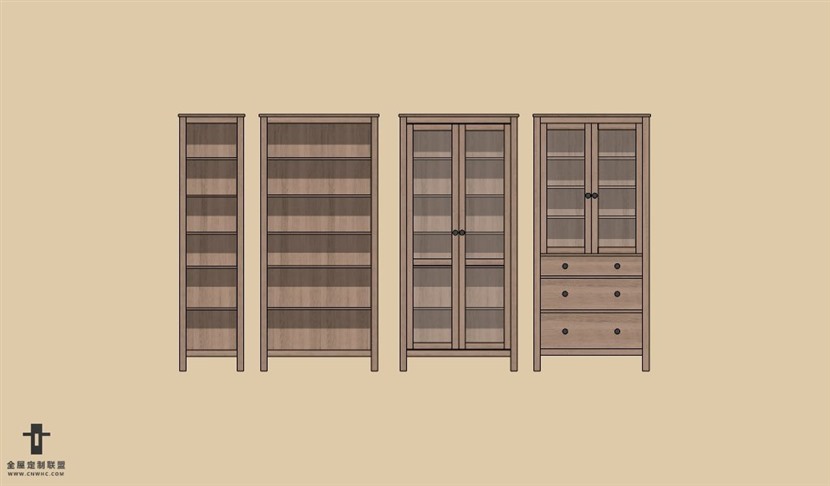 SketchUp草图大师书柜置物架SU模型下载Bookcase-037SKP模型