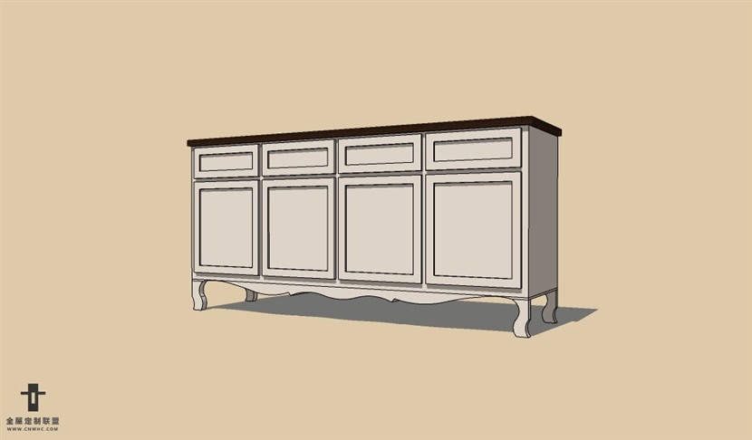 SketchUp草图大师边柜玄关装饰柜SU模型下载Buffet-011SKP模型