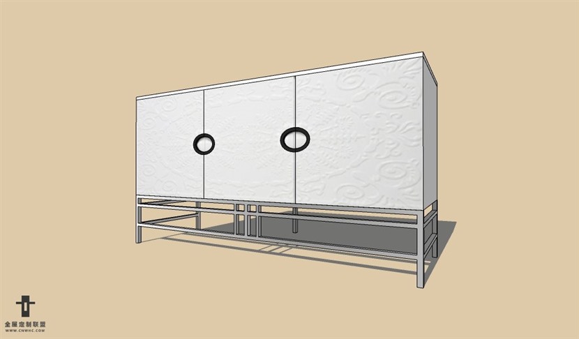 SketchUp草图大师边柜玄关装饰柜SU模型下载Buffet-044SKP模型