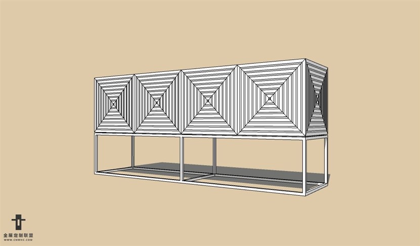 SketchUp草图大师边柜玄关装饰柜SU模型下载Buffet-067SKP模型