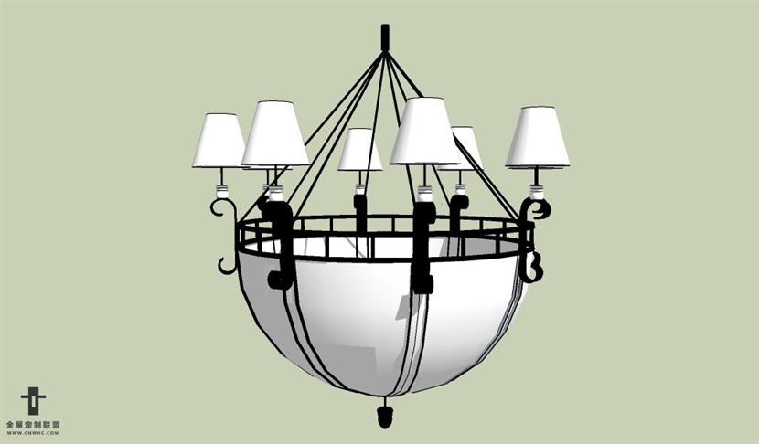 SketchUp草图大师欧式天花灯吊灯SU模型下载Ceiling Light-014SKP模型