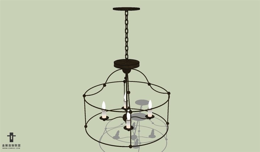 SketchUp草图大师复古工业风风格吊灯天花灯SU模型下载Ceiling Light 016SKP模型