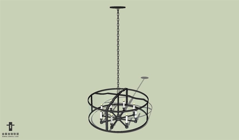 SketchUp草图大师复古工业风风格吊灯天花灯SU模型下载Ceiling Light 022SKP模型