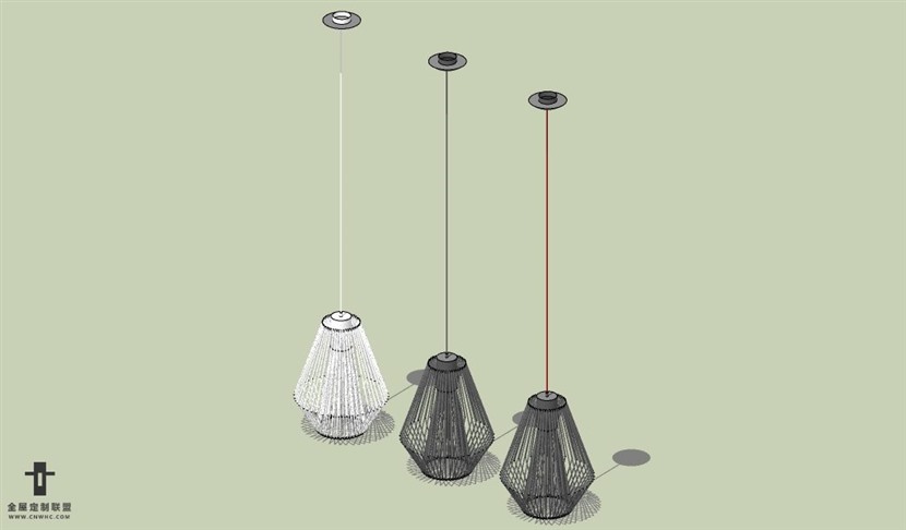 SketchUp草图大师现代简约风格吊灯天花灯SU模型下载Ceiling Light 067SKP模型