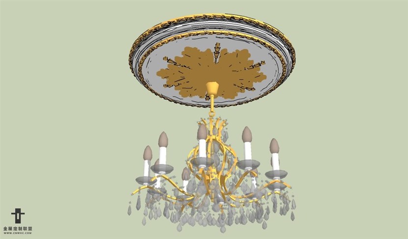 SketchUp草图大师欧式天花灯吊灯SU模型下载Ceiling Light-068SKP模型