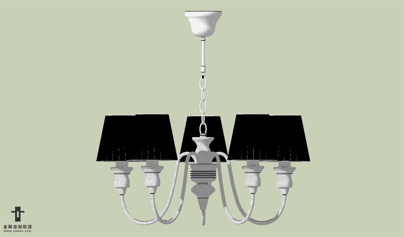 SketchUp草图大师欧式风格吊灯天花灯SU模型下载Ceiling Light 079SKP模型