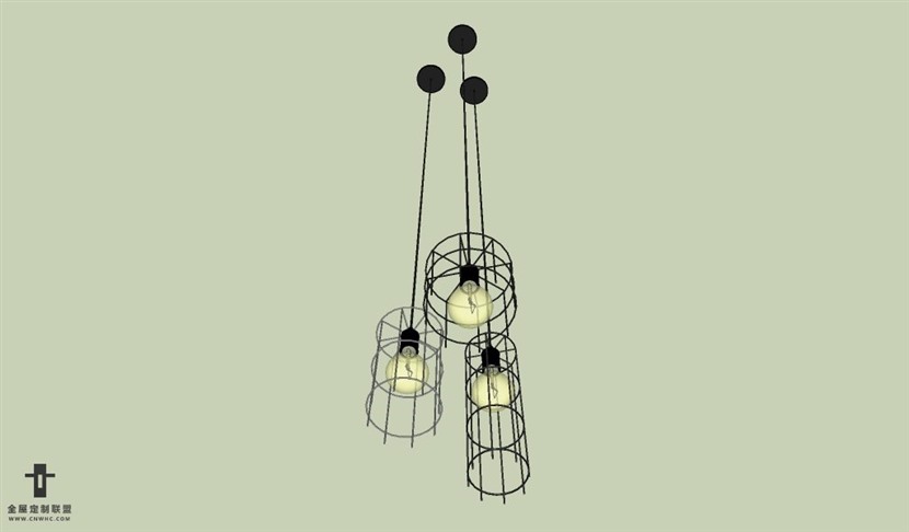 SketchUp草图大师复古工业风风格吊灯天花灯SU模型下载Ceiling Light 092SKP模型