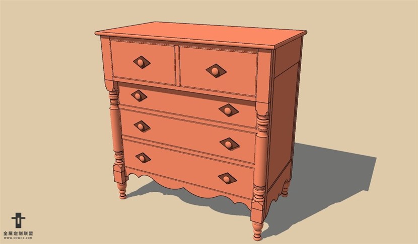 SketchUp草图大师欧式柜子餐边柜SU模型下载Dresser-001SKP模型