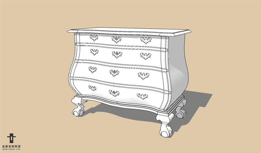 SketchUp草图大师欧式柜子五斗柜SU模型下载Dresser-002SKP模型