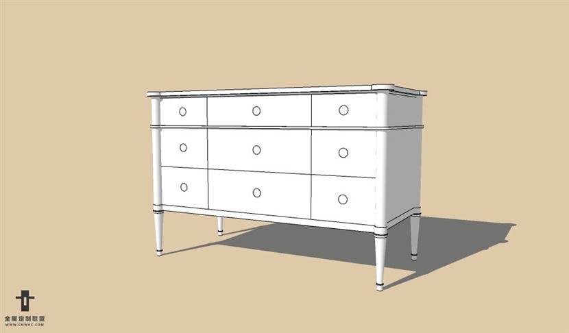 SketchUp草图大师欧式柜子餐边柜SU模型下载Dresser-003SKP模型