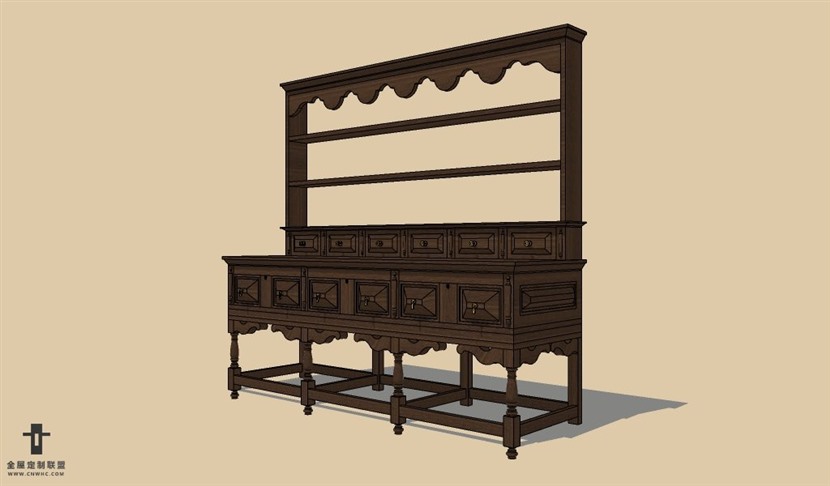 SketchUp草图大师欧式柜子梳妆台SU模型下载Dresser-004SKP模型