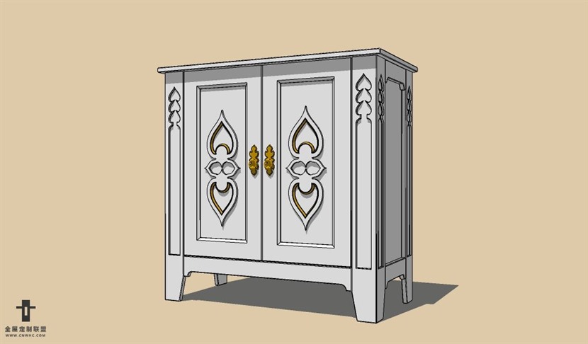 SketchUp草图大师欧式柜子餐边柜SU模型下载Dresser-005SKP模型