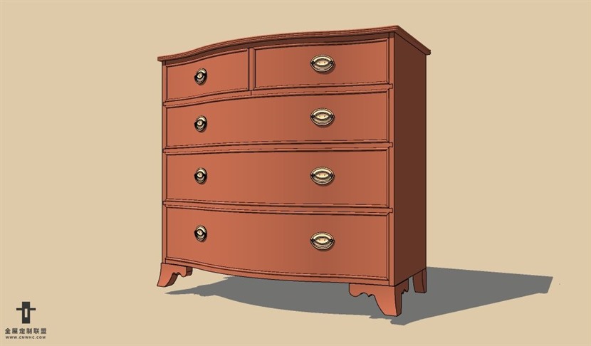 SketchUp草图大师欧式柜子餐边柜SU模型下载Dresser-007SKP模型